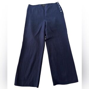 Talbots Navy Linen Wide Leg Pants Size 10 Petite